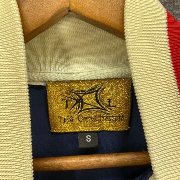 The Only Lifestyle Jacket Women S Small Blue Striped Full Zip Long Sleeve Casual - Picture 5 of 8